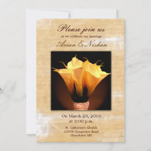 Invitación a la boda con el ramo de la liga de la