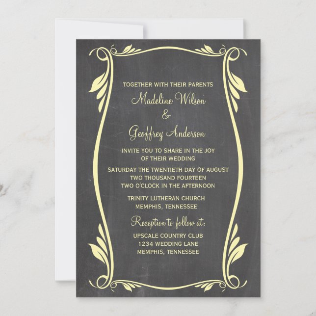 Invitación a la boda con el tablero de chocolate a (Anverso)