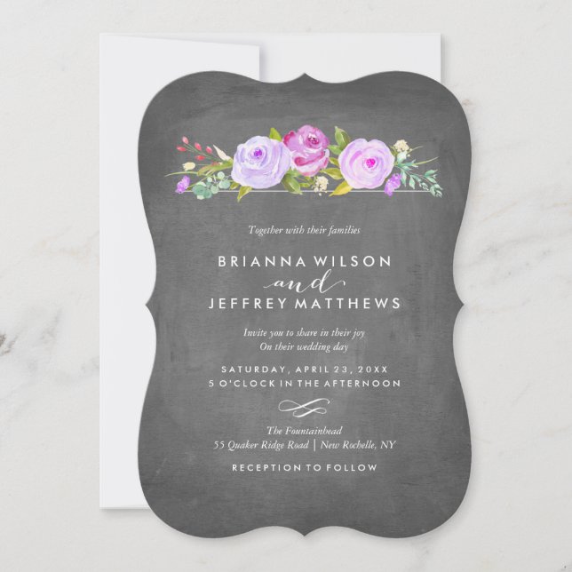 Invitación a la boda con el tablero floral del jar (Anverso)
