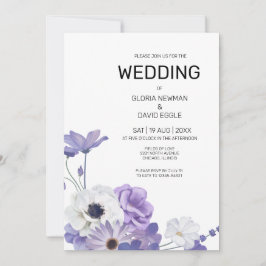 Invitación a la boda con elegancia floral púrpura