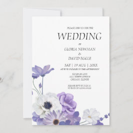 Invitación a la boda con elegancia floral púrpura