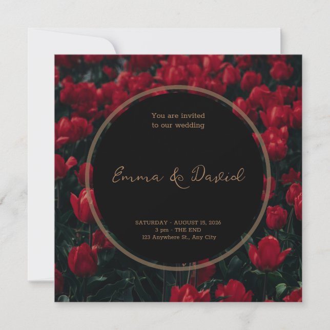Invitación A La Boda Con Elegancia Roja Y Negra (Anverso)