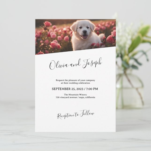 Invitación a la boda con escritura simple y profun (Anverso de pie)