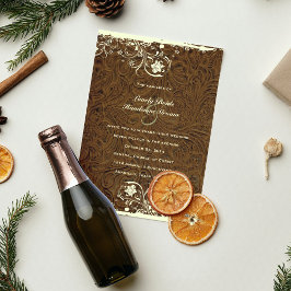 Invitación a la boda con estilo de cuero labrado C