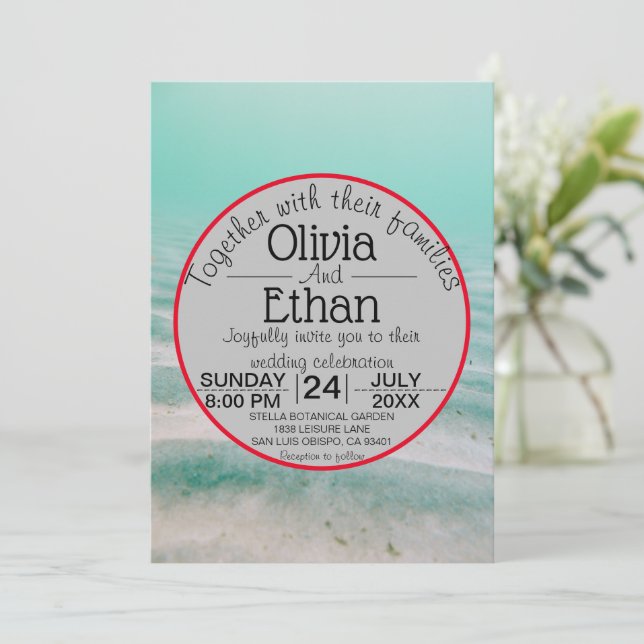 Invitación a la boda con estrella marina submarina (Anverso de pie)