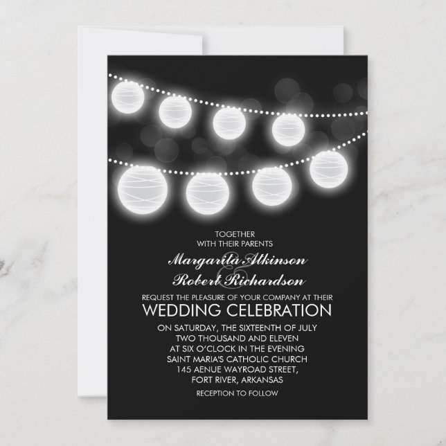 invitación a la boda con faros negros y blancos (Anverso)