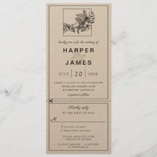 Invitación a la boda con flor de cerezo con rsvp a