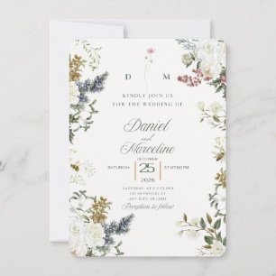 Invitación a la boda con flores blancas - Guardar 