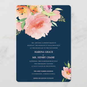 invitación a la boda con flores de acuarela ・ MARI