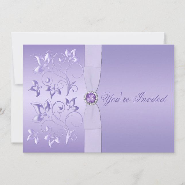 Invitación a la boda con flores de lavanda (Anverso)