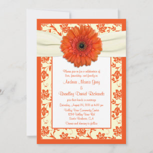 Invitación a la boda con flores de marfil de naran