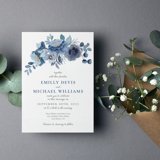 Invitación a la boda con flores de marfil en la Ma (Subido por el creador)