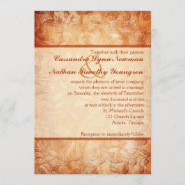 Invitación a la boda con flores de naranja y marfi