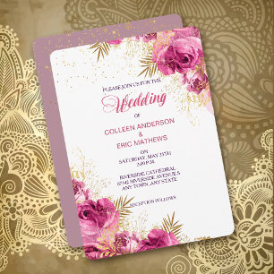 Invitación a la boda con flores en Bouquet rosa