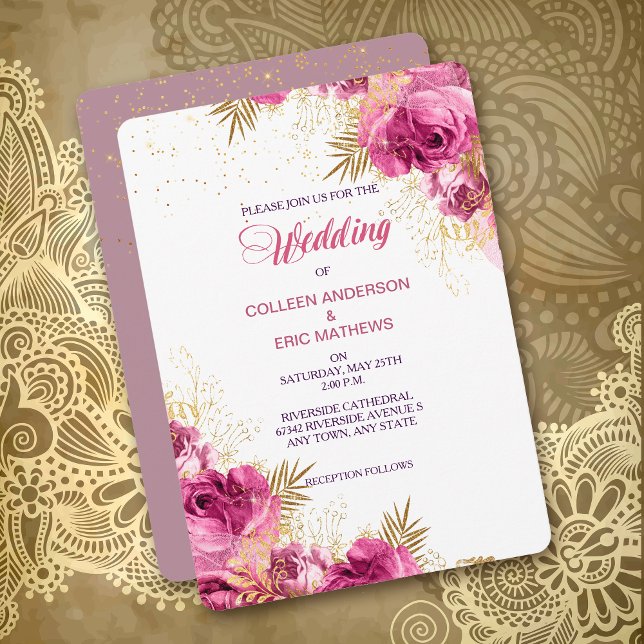 Invitación a la boda con flores en Bouquet rosa (Subido por el creador)