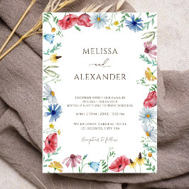 Invitación a la boda con flores en el jardín de fl
