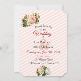 Invitación a la boda con flores rosadas Rosa de Ru