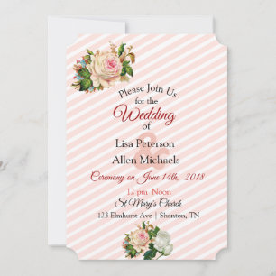 Invitación a la boda con flores rosadas Rosa de Ru