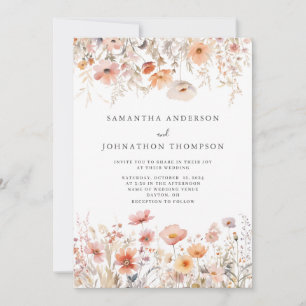Invitación a la boda con flores silvestres de Peac