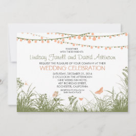 invitación a la boda con flores silvestres y luces