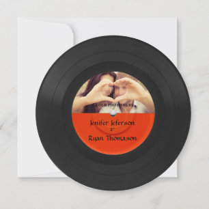 invitación a la boda con foto de vinilo record