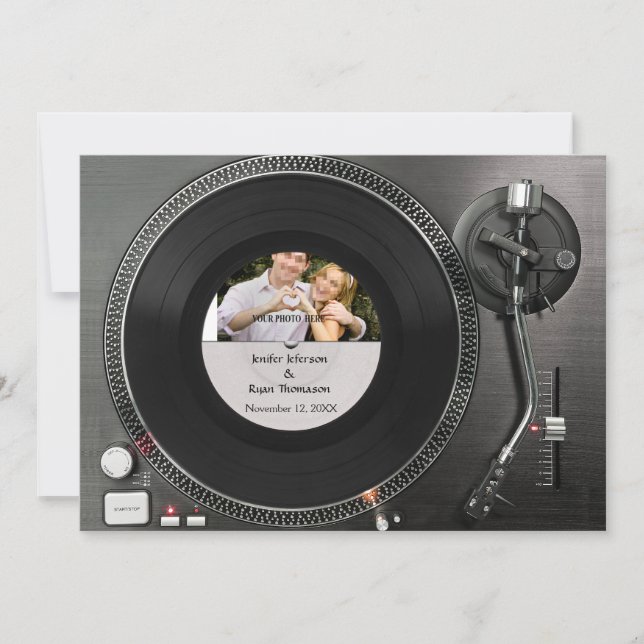 Invitación a la boda con fotos girables de DJ (Anverso)