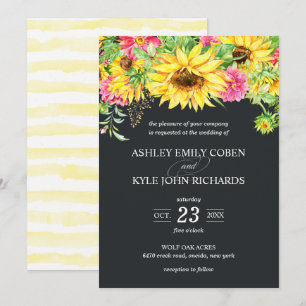 Invitación a la boda con girasoles en cascada