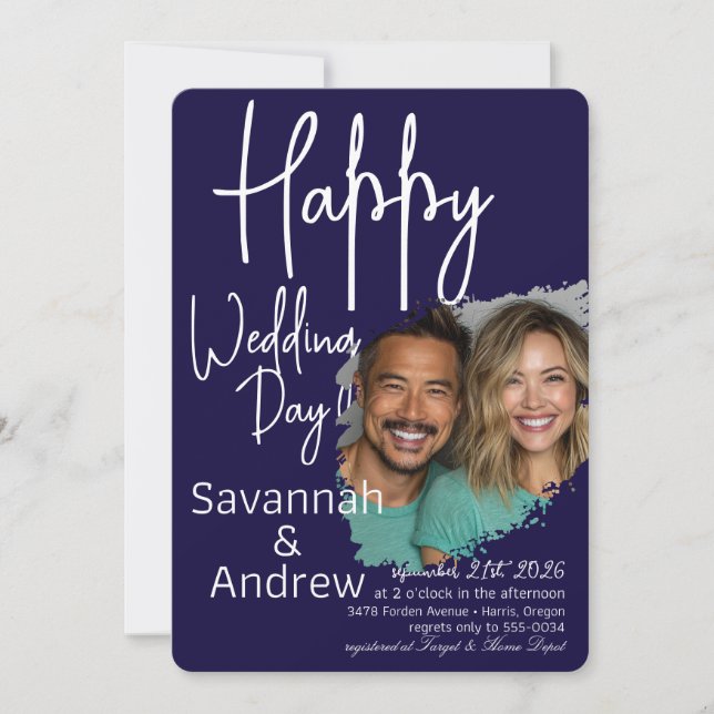 Invitación a la boda con guión elegante clásico (Anverso)