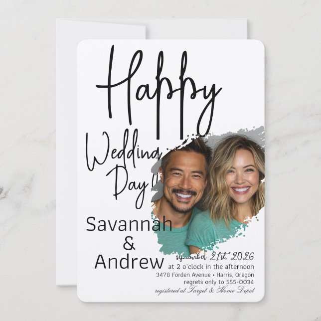 Invitación a la boda con guión elegante clásico (Anverso)