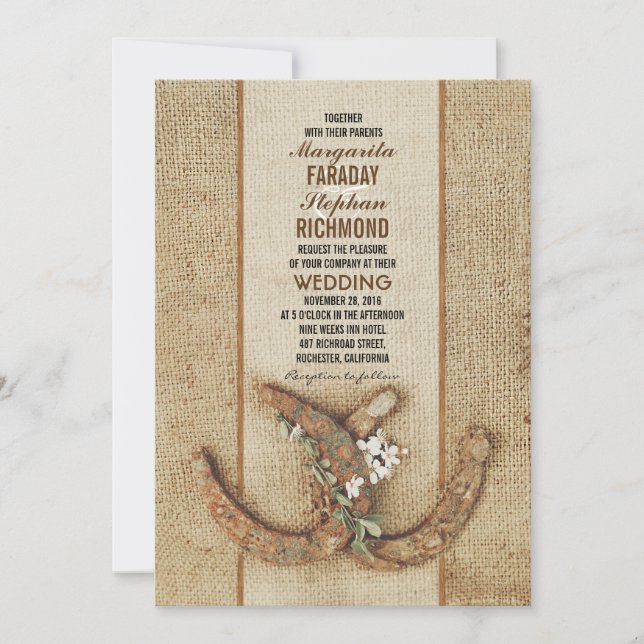 Invitación a la boda con herraduras (Anverso)