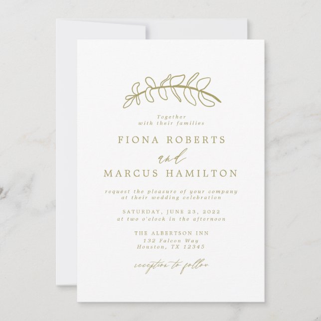 Invitación a la boda con hoja de oro (Anverso)