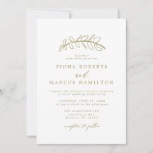Invitación a la boda con hoja de oro