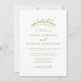 Invitación a la boda con hoja de oro