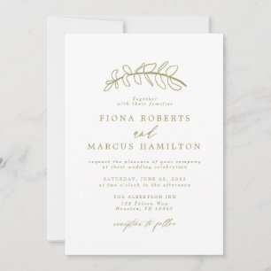 Invitación a la boda con hoja de oro