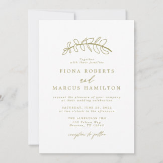 Invitación a la boda con hoja de oro