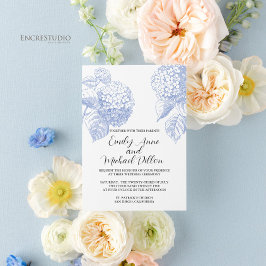 Invitación a la boda con Hydrangea Azul