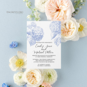 Invitación a la boda con Hydrangea Azul