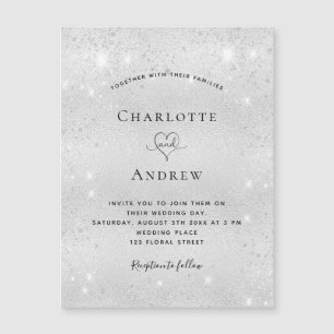 Invitación a la boda con imanes de purpurina plate