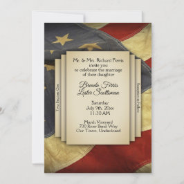 Invitación a la boda con la bandera estadounidense