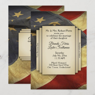 Invitación a la boda con la bandera estadounidense