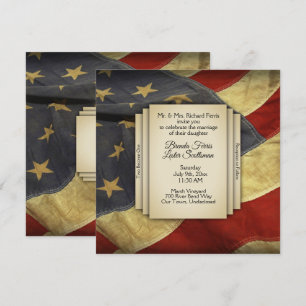 Invitación a la boda con la bandera estadounidense