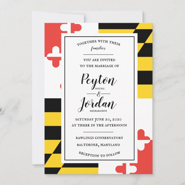 Invitación a la boda con la bandera moderna de Mar (Anverso)
