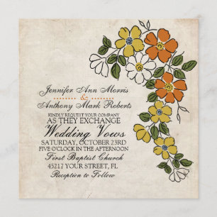 Invitación a la boda con la flor amarilla Naranja 