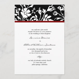 Invitación a la boda con la flor blanca y negra
