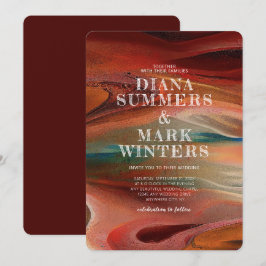 Invitación a la boda con la impresión de arena de