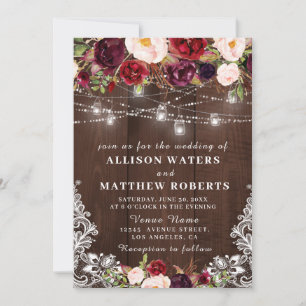 Invitación a la boda con luces de cuerda rusas