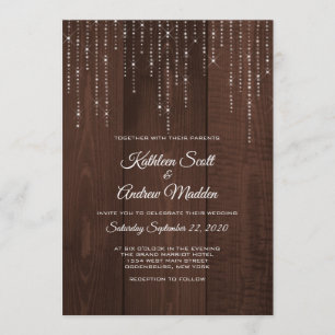Invitación a la boda con luces de cuerda rusas