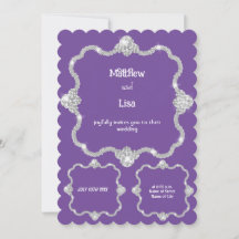 Invitación a la boda con marco de diamante platead