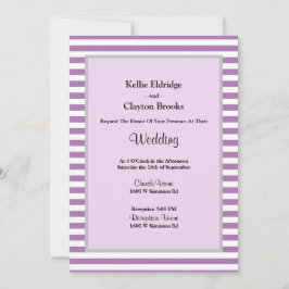 Invitación a la boda con marco de franjas moradas/