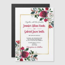 Invitación a la boda con marco de oro floral rosa